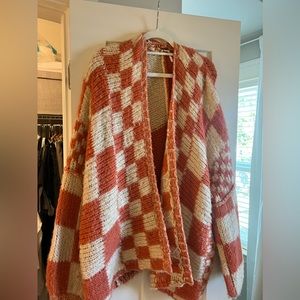 Free People Checkered Cardigan